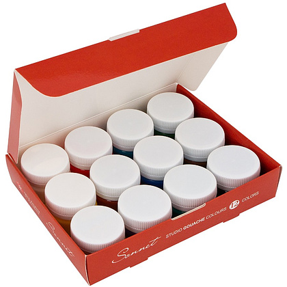 Краски гуашевые "Сонет", набор 12 цветов, 20 мл, банки - 3