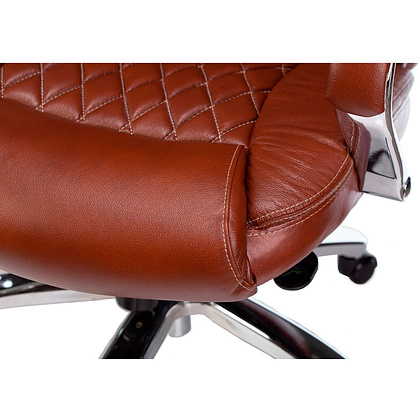 Кресло для руководителя Бюрократ T-9924SL, кожа, металл, светло-коричневый - 5