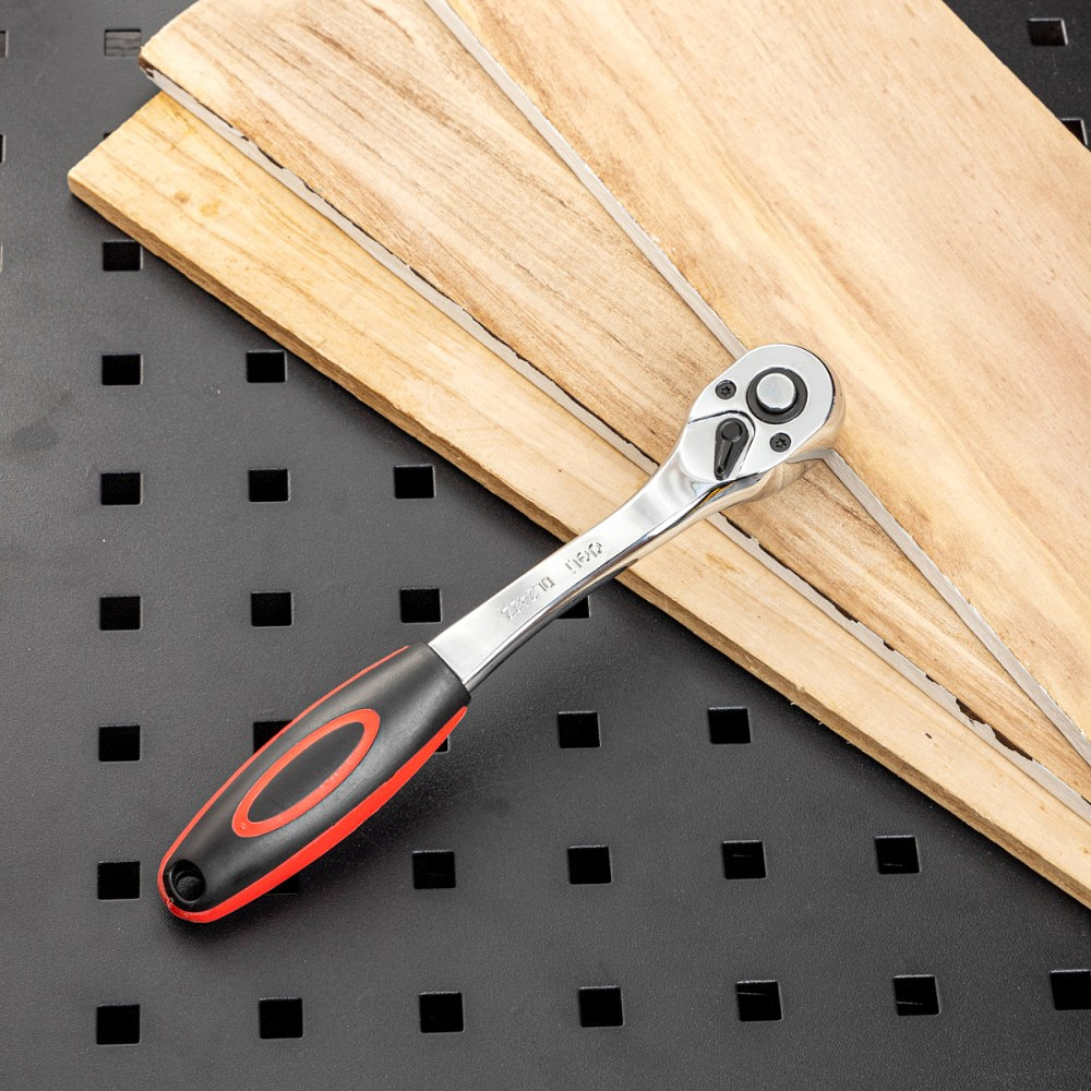 Ключ-трещотка Deli RS EDL2422 3/8", 200 мм, 72 зуба, черный, красный - 4