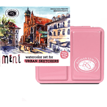 Краски акварельные "Aquarius. Mini Urban Sketcher set", 8 цветов, полукюветы, коробка, розовая