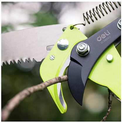 Высоторез-сучкорез с секатором штанговый DELI DL580512, серебристый, зеленый - 3