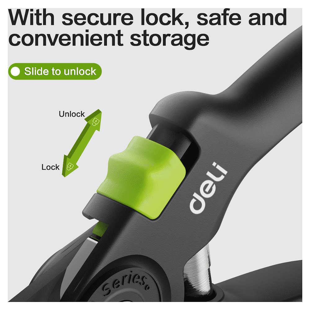 Секатор садовый Deli GS EDL-YL0003, 203 мм, SK5, черный - 6