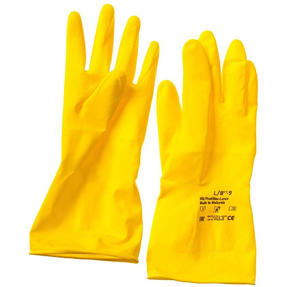 Перчатки латексные с х/б покрытием HQ Profiline р-р L желтый - 8