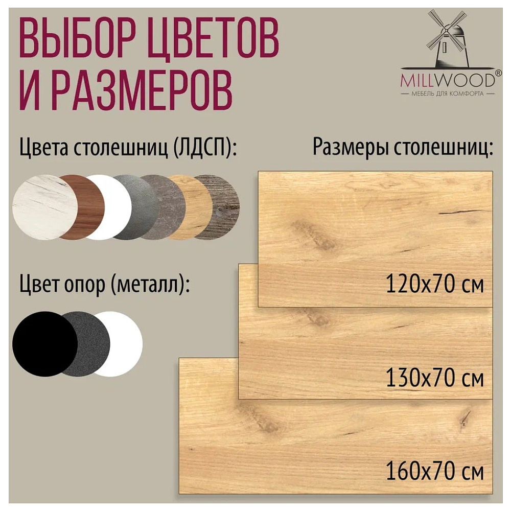 Стол письменный Millwood Лофт Сиэтл (ДТ-5), 1300х700 мм, дуб золотой крафт, белый - 11