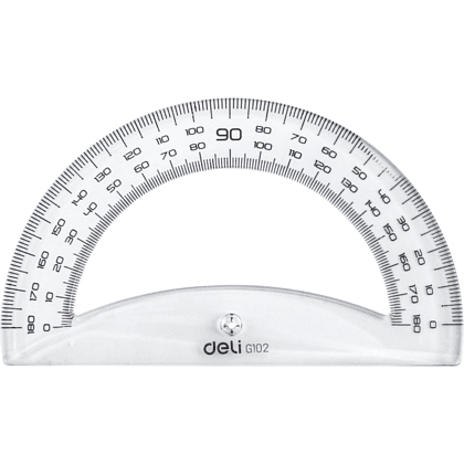 Линейка транспортир "Deli", 12 см, 180°, прозрачный