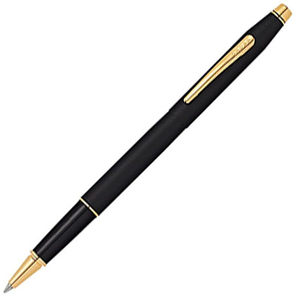 Ручка-роллер "Cross Classic Century", 0.7 мм, черный, золотистый, стерж. черный