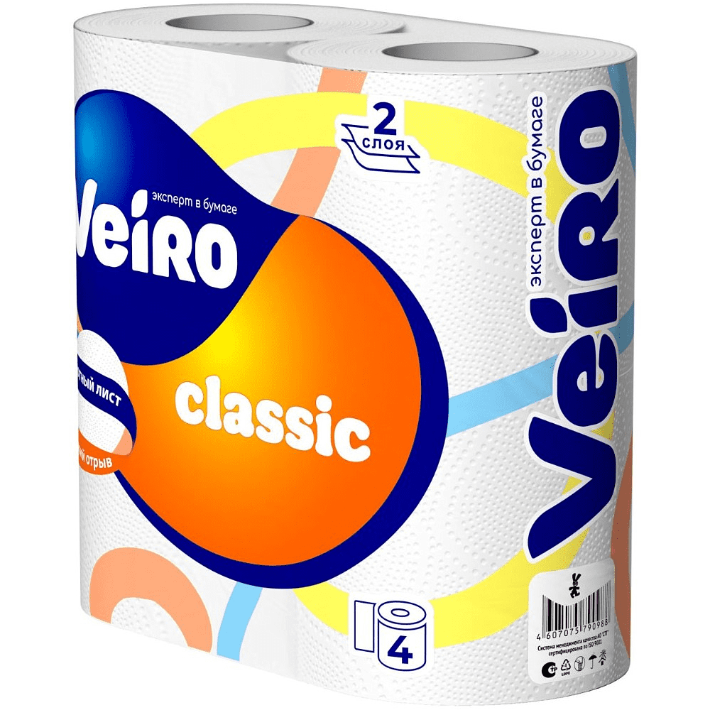 Бумага туалетная "Veiro Classic", 2 слоя, 4 рулона - 2