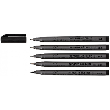 Ручка-лайнер "Сонет", 0,1-0,8 мм, набор 5 шт., черный - 2