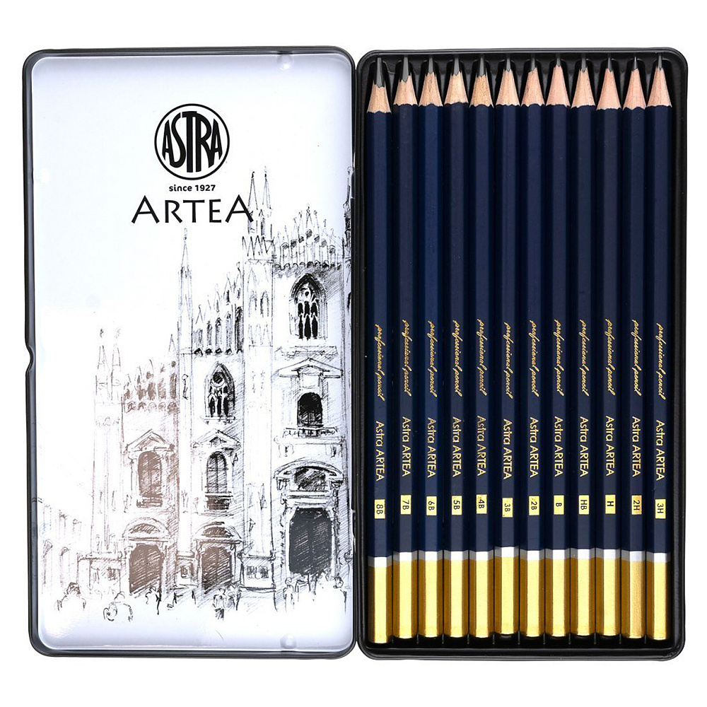 Набор карандашей чернографитных "Artea", 8B-3H, 12 шт. - 3