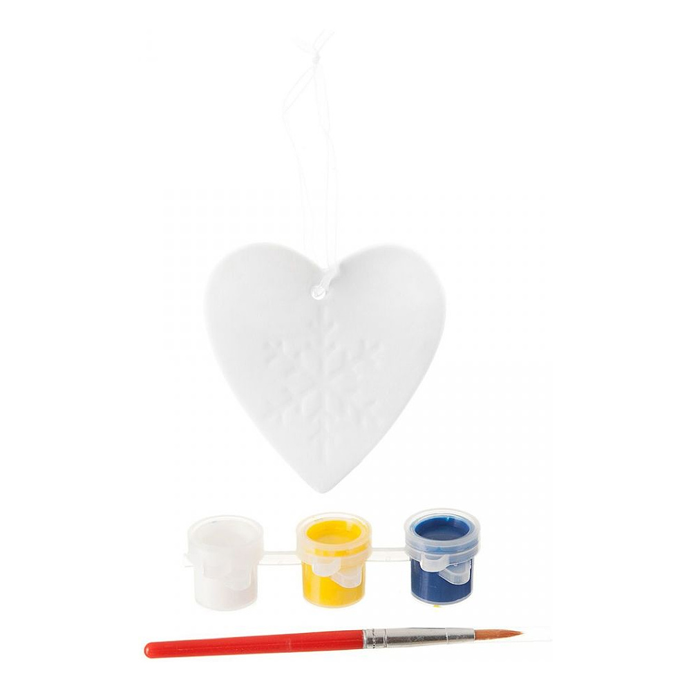 Набор для творчества "Елочные украшения: Сердце", керамика, краски, кисть - 2
