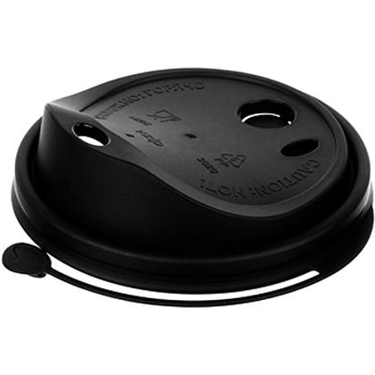 Крышка пластиковая для стаканов d=80 мм, для горячих напитков, 50 шт/упак, флип-топ, черный