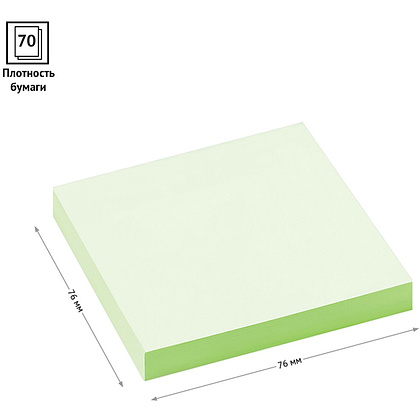 Бумага для заметок на клейкой основе "OfficeSpace", 76x76 мм, 100 листов, зеленый - 3