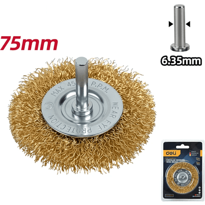 Щетка для дрели Deli YS EDH-GSS075-E3, плоская, проволочная - 2