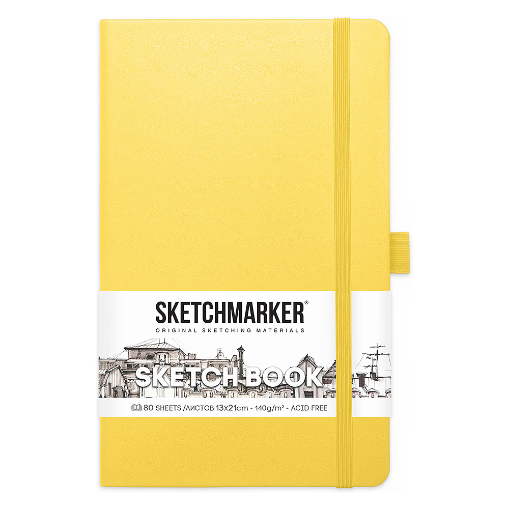 Скетчбук "Sketchmarker", 13x21 см, 140 г/м2, 80 листов, лимонный