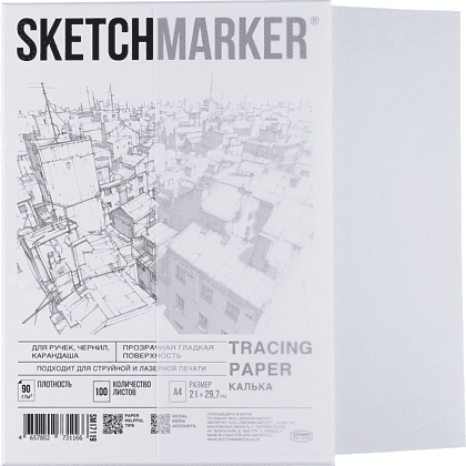 Калька "Sketchmarker" в папке, А4, 90 г/м, 100 листов - 2