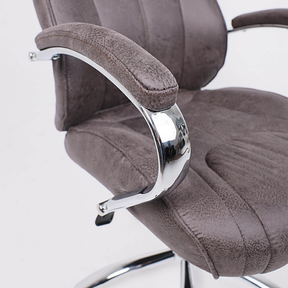 Кресло для руководителя AksHome "Legran", ткань, хром, коричневый - 6