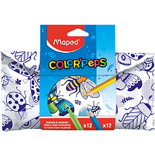 Пенал Maped "Colorpeps", 1 отделение, с наполнением, белый, синий