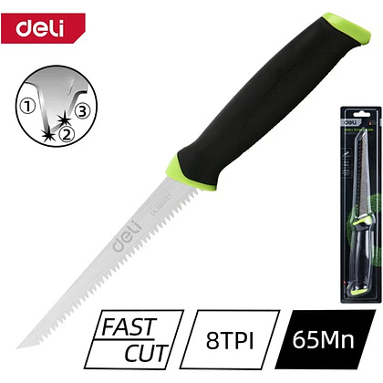 Пила-нож садовая Deli GS EDL580651, 170 мм, 8TPI, черный, зеленый - 16