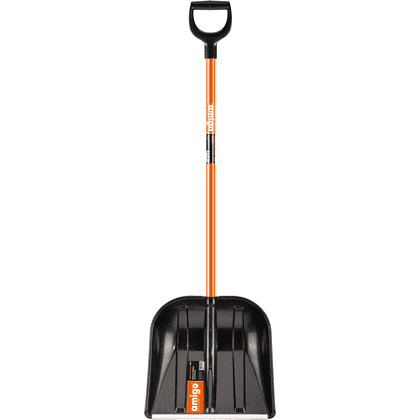 Лопата снеговая Amigo, 410x410, морозостойкий полипропилен, ребра жесткости, стальной черенок, D-образная рукоятка, черная - 2