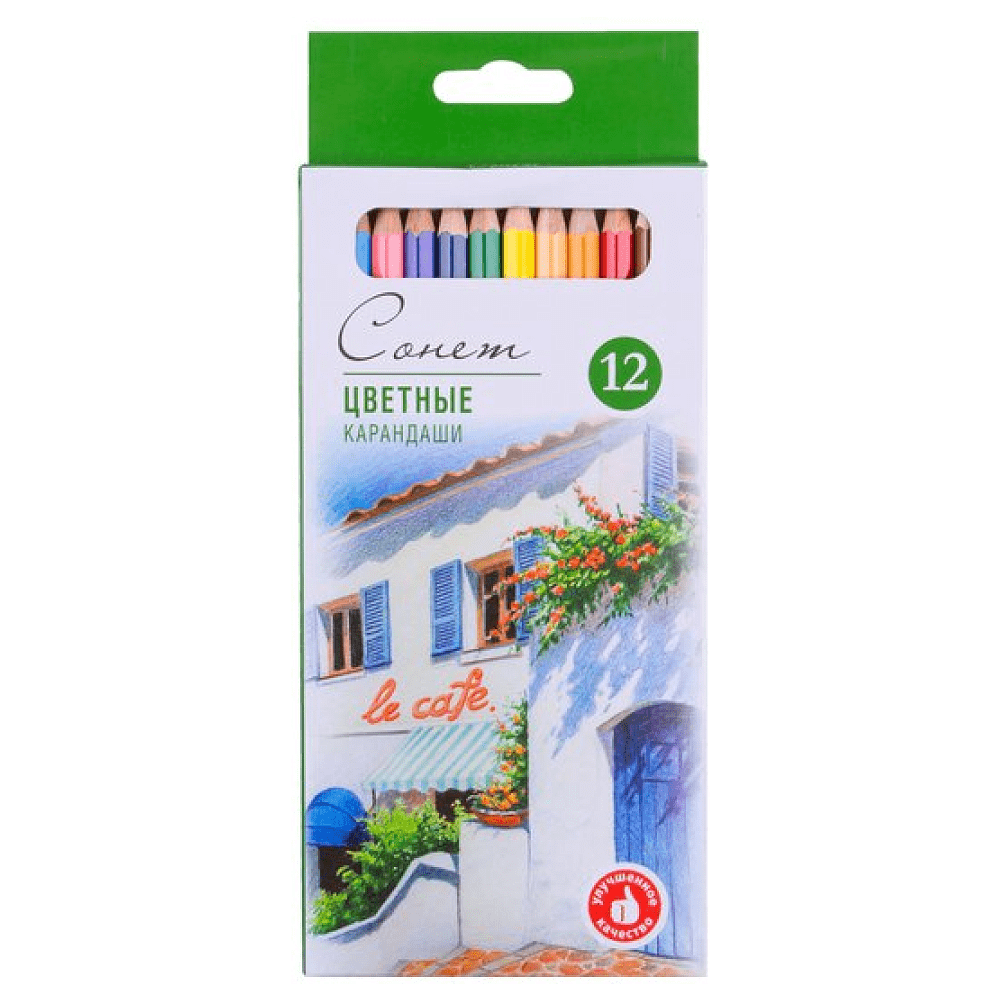 Набор цветных карандашей "Сонет", 12 цветов