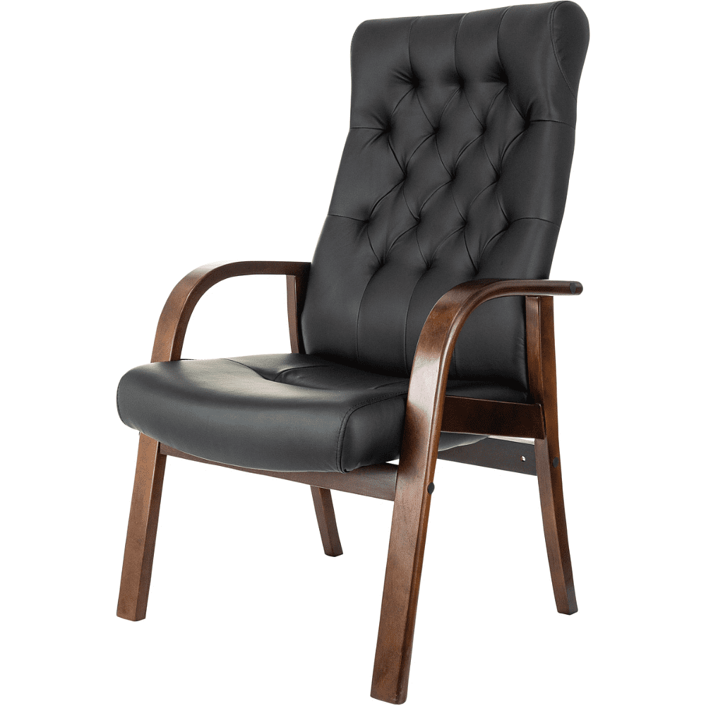 Кресло Бюрократ T-9928WALNUT-CF, натуральная кожа, черный, каркас дерево - 3