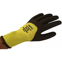 Перчатки полиэстеровые BVB, с латексным покрытием, 10 кл. вязки, р-р 10,5, с внутр. ворс. начесом, салатовый, черный