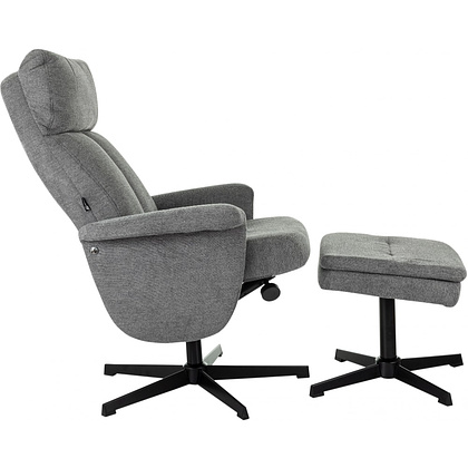 Кресло мягкое Бюрократ Baron, ткань, серый, металл, с пуфом - 11