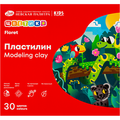 Пластилин "Цветик", 30 цветов 