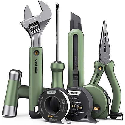 Набор ручного инструмента Deli HS, 8 предметов, Soft Touch, зеленый