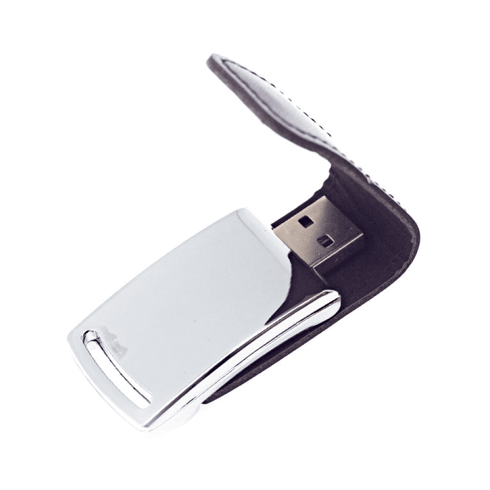 USB Flash 2.0 32 Gb VDL-014, метал, кож.зам., черный  - 2