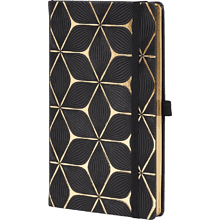 Блокнот "Flower gold", А5, 96 листов, линейка, на резинке, черный, золотой