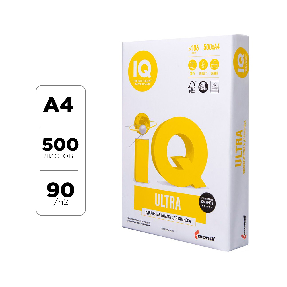 Бумага "IQ Ultra", A4, 500 листов, 80 г/м2