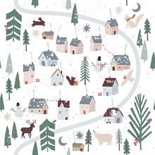 Бумага декоративная в рулоне "Village", 1х0.7 м, белый