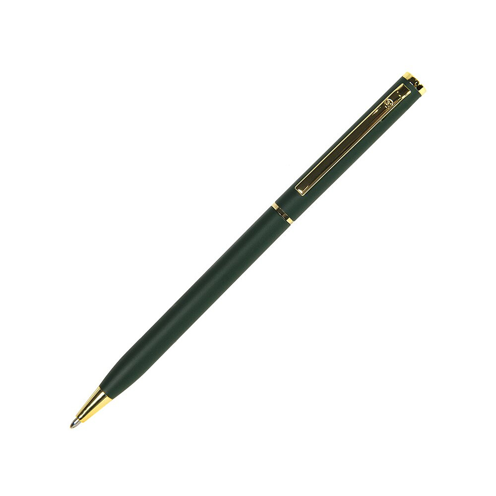 Ручка шариковая автоматическая "Slim", 1.0 мм, глянцевый зеленый, золотистый, стерж. синий
