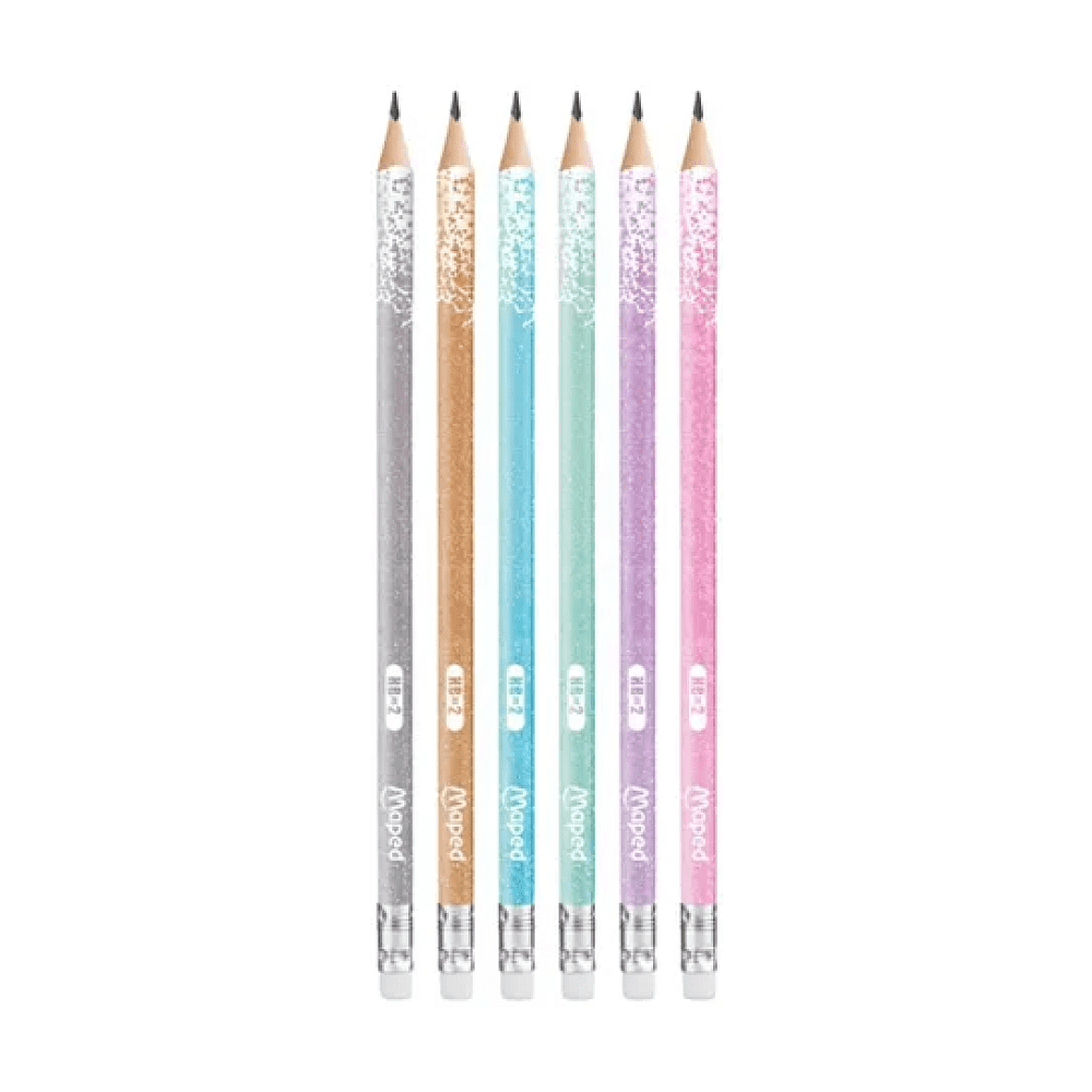 Карандаш простой "Black Peps Glitter Deco", HB, с ластиком, ассорти