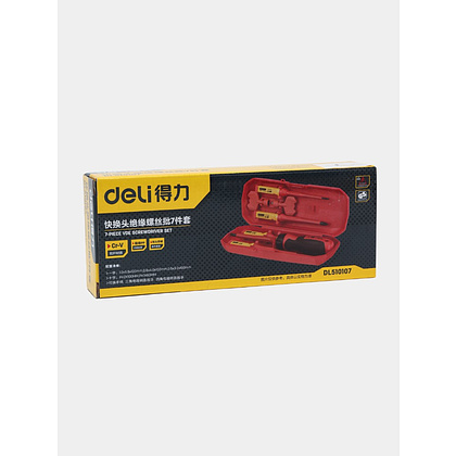 Набор отверток диэлектрических Deli YS DL510107, 7 предметов, красный, желтый - 5