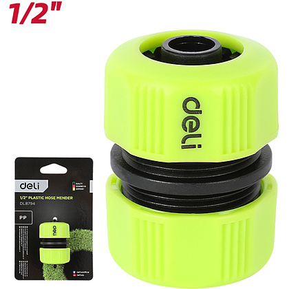 Муфта соединительная для шлангов Deli GS EDL8794, 1/2", двухкомпонентная, черный, зеленый - 2