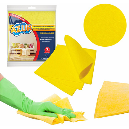 Салфетка универсальная вискозная "Azur. Домашняя", 35x30 см, желтый, 5 шт./уп. - 5