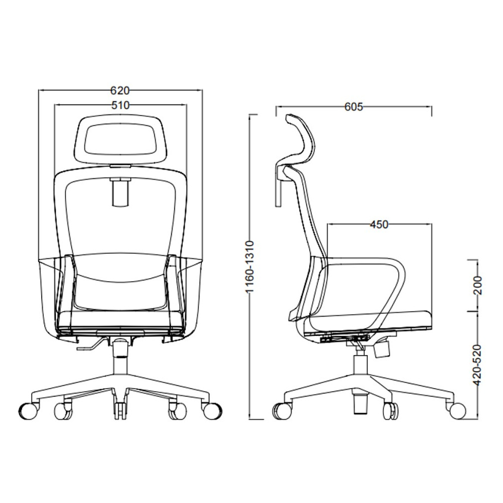 Кресло компьютерное SitZone U-060A, сетка, ткань, черный - 6
