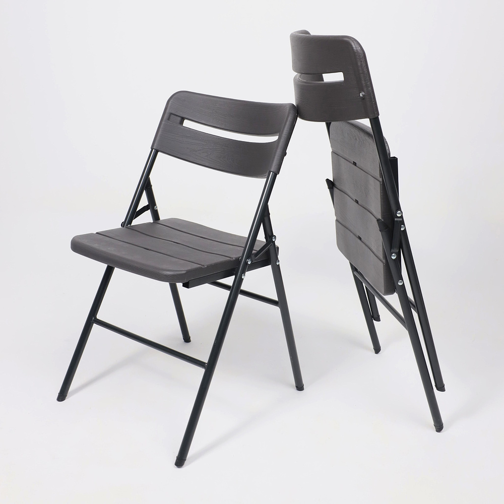 Стул складной, пластик, темно-серый - 14