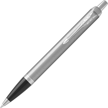 Ручка шариковая автоматическая "IM Essential Brushed Metal CT", 1.0 мм, черный, серебристый, стерж. синий
