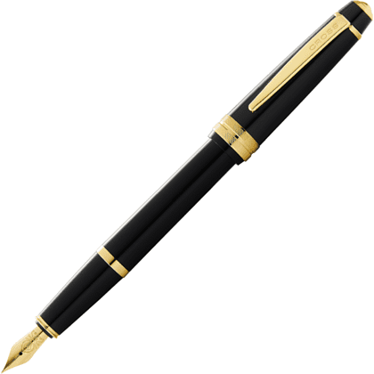 Ручка перьевая F "Bailey Light Polished Black Resin and Gold Tone", черный, золотой