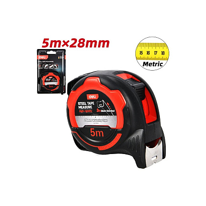 Рулетка Deli RS EDL370528, 5 м х 28 мм, красный, черный - 2