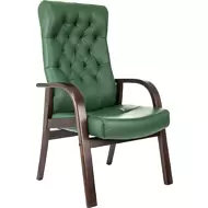 Кресло Бюрократ T-9928WALNUT-CF, натуральная  кожа, зеленый, каркас дерево 