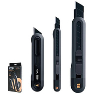 Набор ножей строительных Deli HS EHT4003, 3 шт (ножи 9мм/18мм/трапеция), Soft Touch, черный