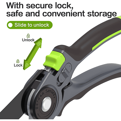 Секатор садовый Deli GS EDL-YL0005, 216 мм, SK5, контактный, черный - 8