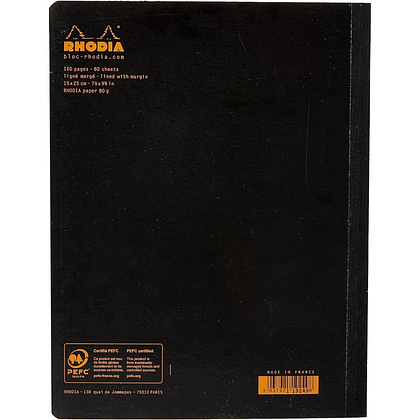 Книга для записей "Rhodia Classic", B5, 190x250 мм, 80 листов, в линейку, черный - 2