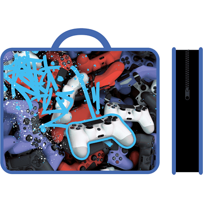 Папка для тетрадей "Время для игры", А4, на молнии, пластик, синий