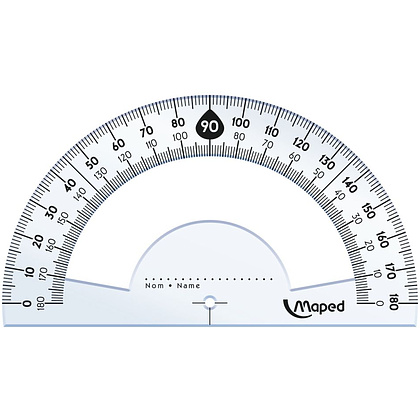 Набор чертежный "Maped": линейка 15 см, треугольник 45 и 60 гр, транспортир 180 гр, прозрачный - 2