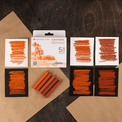 Сангина "Ладога", набор мелков, 5 цветов - 5